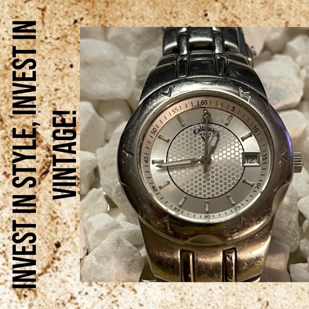 Callaway VINTAGE Golf Silver Tone Analog Stainless Steel Watch
